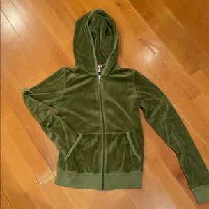 Like new Juicy Couture velour olive hoodie size M